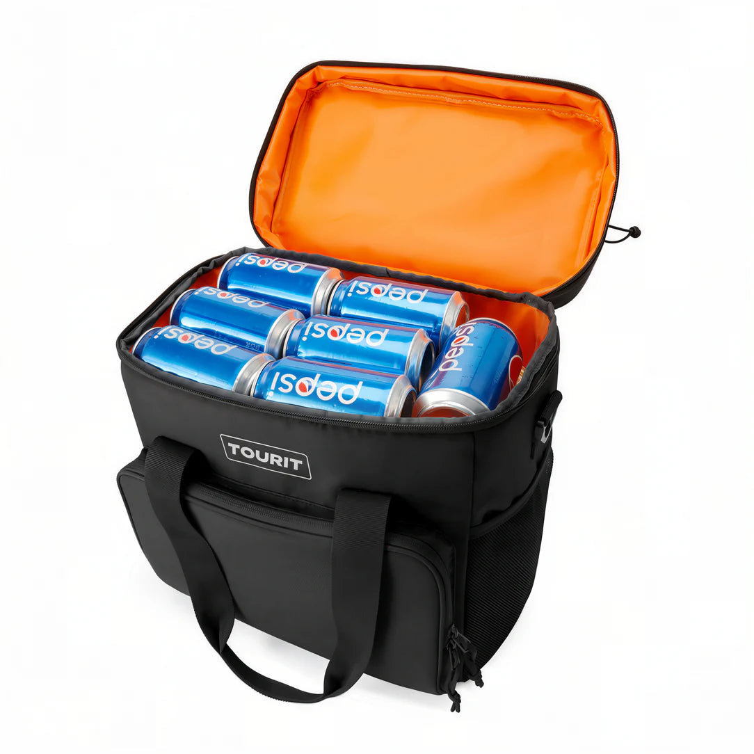Sac à bandoulière isotherme grand format 32L avec sac refroidisseur noir rempli de canettes Pepsi