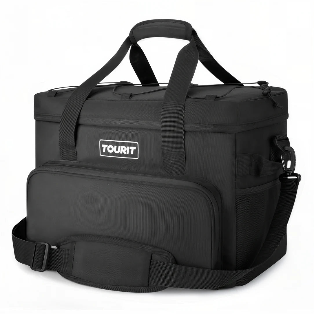Sac à bandoulière isotherme grand format 32L avec cooler noir, poignées et poche extérieure