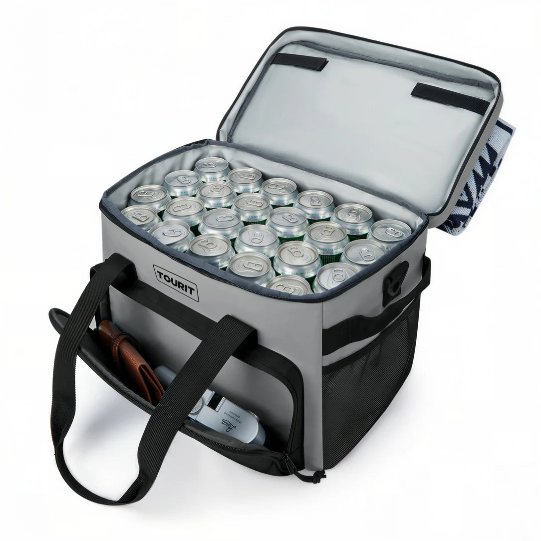 Sac à bandoulière isotherme grand format 32L avec sac de transport souple rempli de canettes de boissons