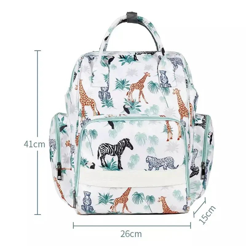 Sac à bandoulière à langer avec motif jungle animal et plantes colorées