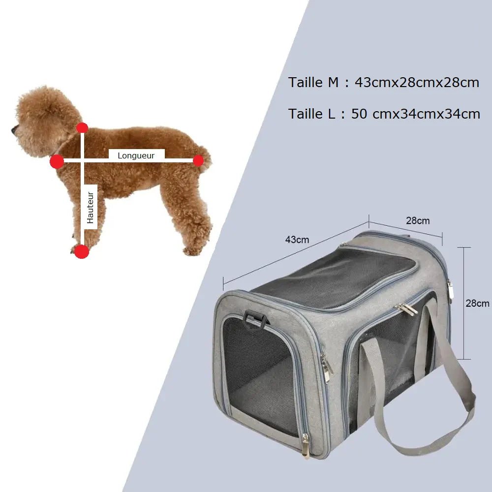 Sac à bandoulière pour chat chien, sac de transport gris avec fenêtres en mesh