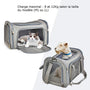 Deux sacs de transport gris pour chat ou chien avec fenêtres en mesh et fermetures éclair