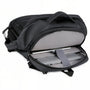 Sac à dos 17 avec compartiment PC ouvert montrant un ordinateur portable et une tablette