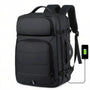Sac à dos de voyage noir avec plusieurs compartiments et port de chargement USB intégré