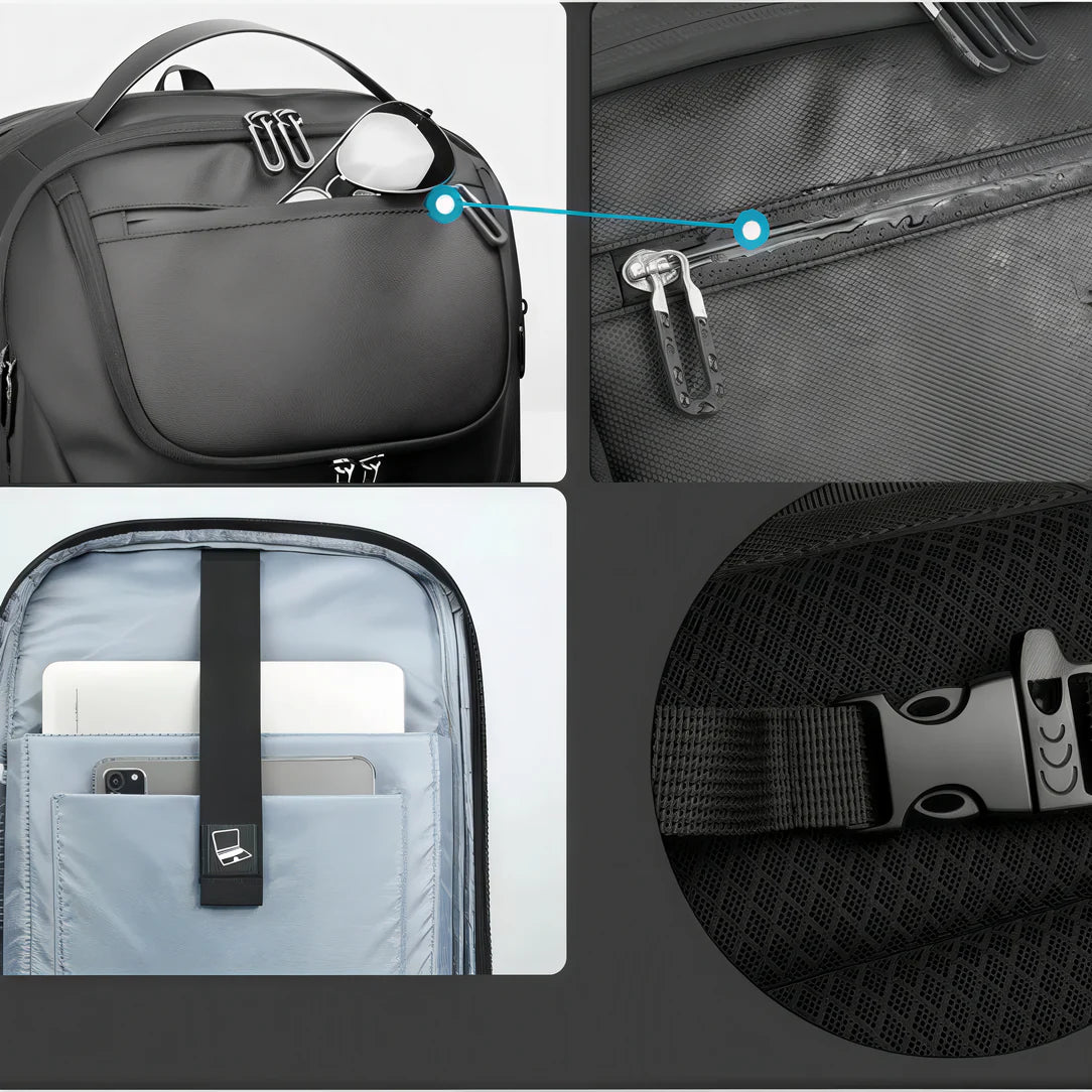 Sac à dos 17 pouces multi-rangements SafePort avec compartiments et zips résistants à l’eau