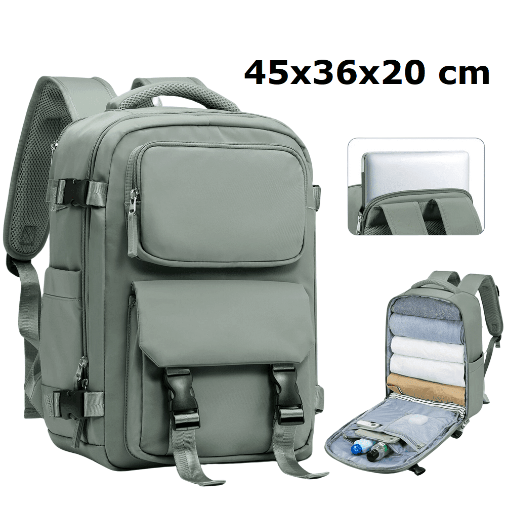 Sac à dos de voyage gris 45x36x20 avec compartiments pour ordinateur et vêtements