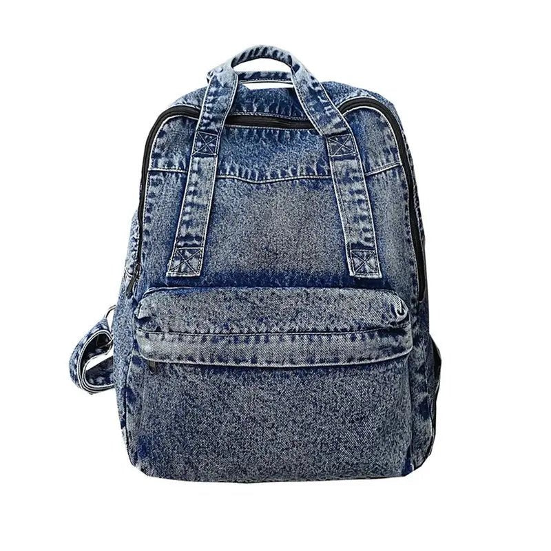 Sac à dos ado fille tendance en denim acid wash pour un style moderne et chic