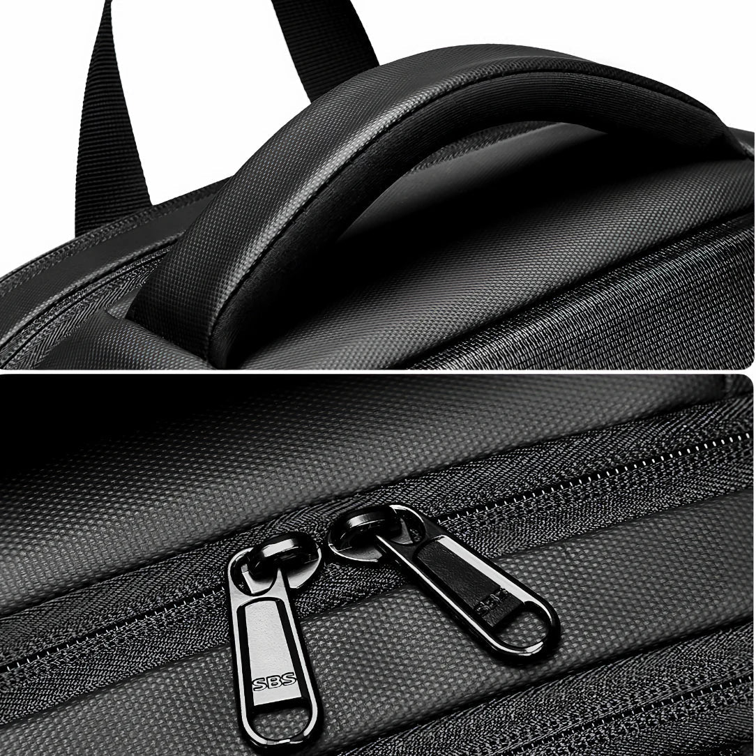 Sac à dos antivol ordinateur 16 pouces TechShield noir avec poignée et fermetures robustes