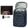Sac à dos isotherme repas bleu foncé avec design, intérieur réfléchissant et poches latérales