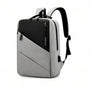 Sac à dos bureau ordinateur gris et noir avec poches zippées et port de charge USB