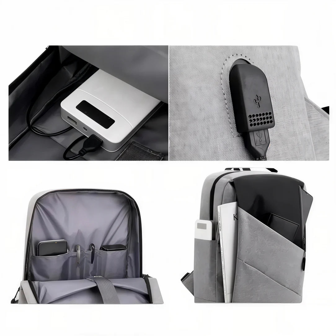 Sac à dos bureau ordinateur avec plusieurs compartiments et port de charge USB intégré