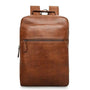 Sac à dos homme en cuir marron faux avec poche zippée avant, style élégant et pratique