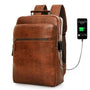 Sac à dos business homme cuir en cuir marron avec port de recharge USB externe