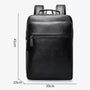 Sac à dos business homme cuir en cuir noir avec poche zippée frontale et bretelles ajustables