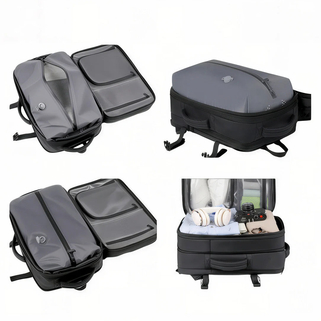 Sac à dos cabine antivol TSA multi-compartiments noir et gris