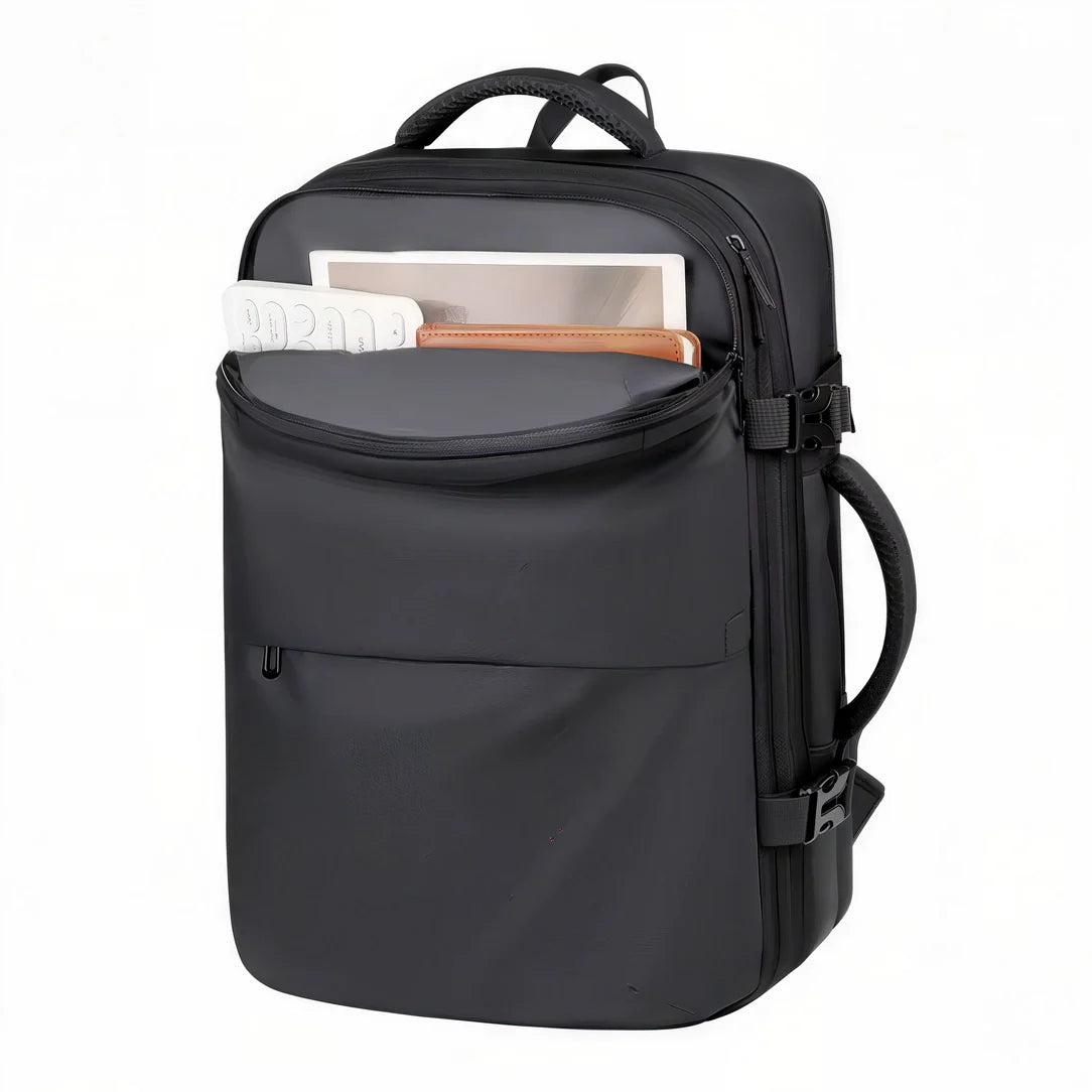 Sac à dos cabine antivol TSA noir avec compartiments rembourrés