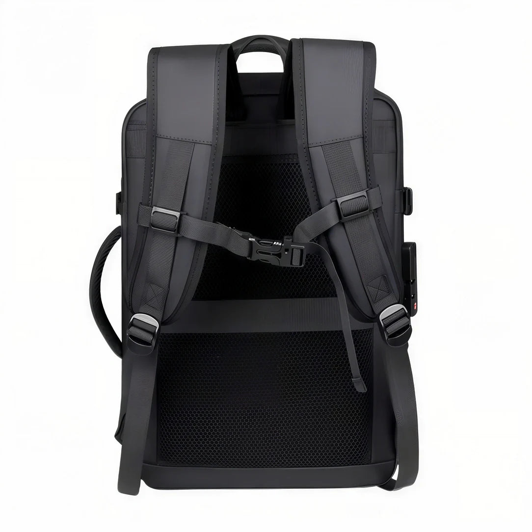 Sac à dos cabine antivol TSA noir avec bretelles rembourrées et panneau arrière en maille