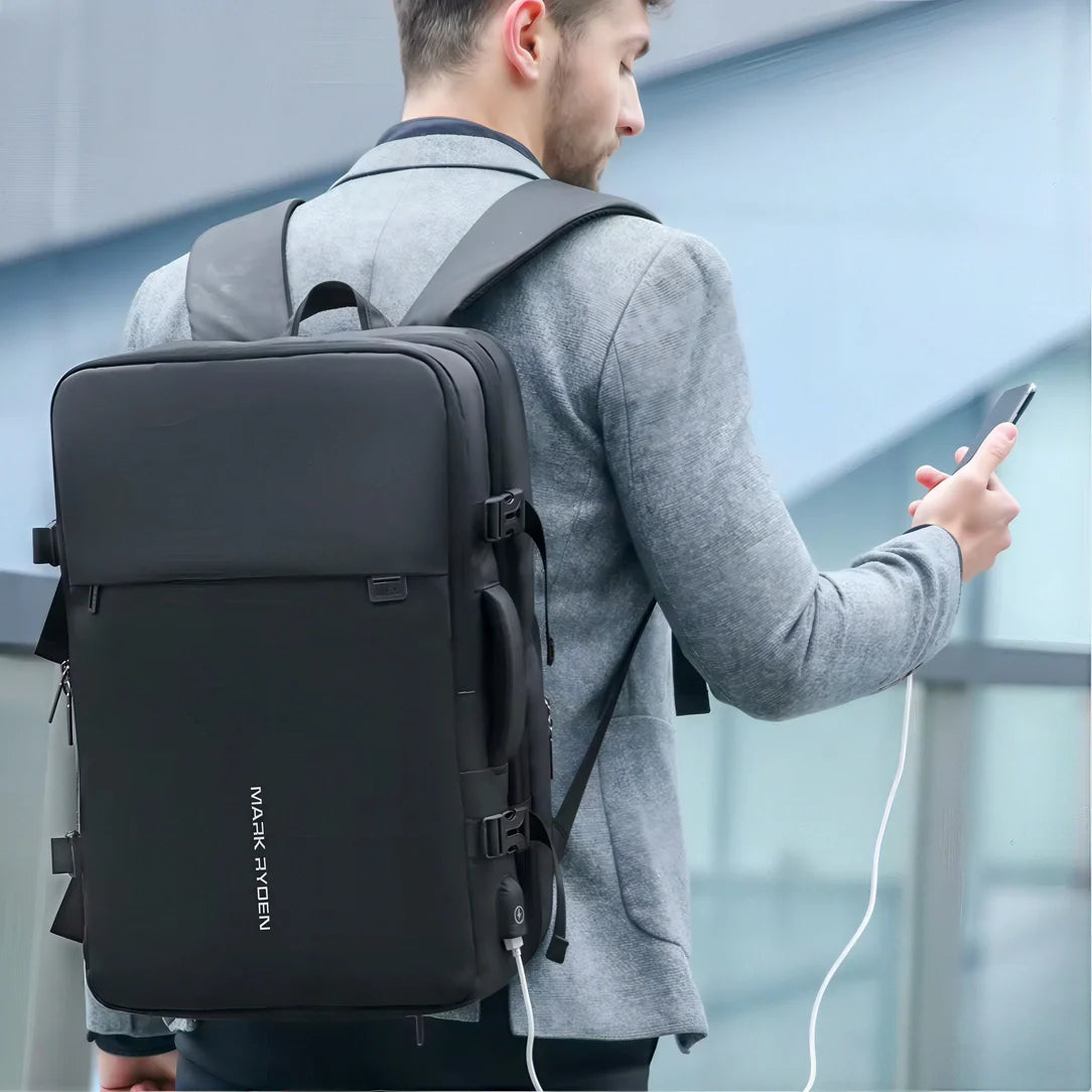 Sac à dos cabine avion noir 55x35x25 avec port USB et résistant à l’eau