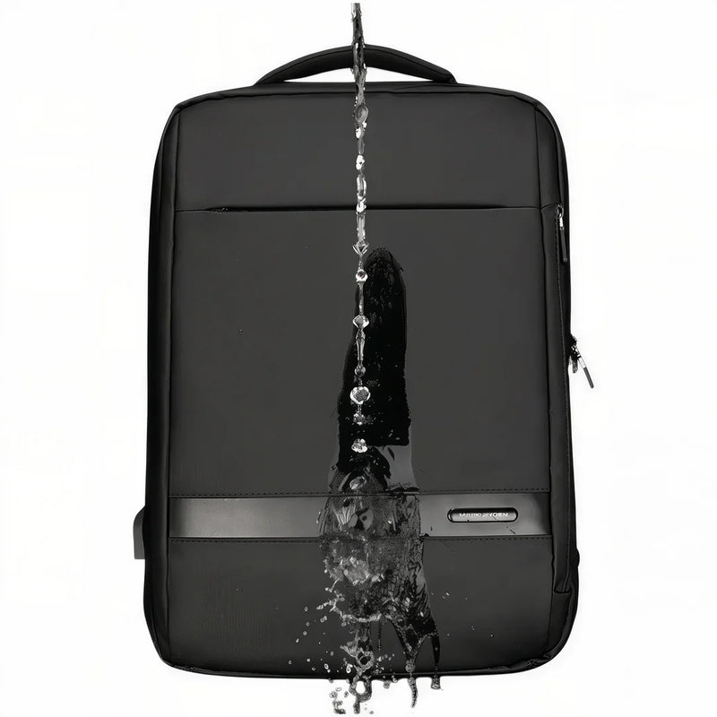Sac à dos cabine PC 15 pouces noir imperméable avec poignée supérieure et compartiments zippés