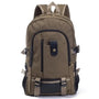 Sac à dos cartable homme en toile en canvas marron et noir avec plusieurs compartiments