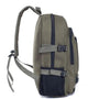 Sac à dos homme en toile olive verte avec plusieurs compartiments zippés et sangles ajustables