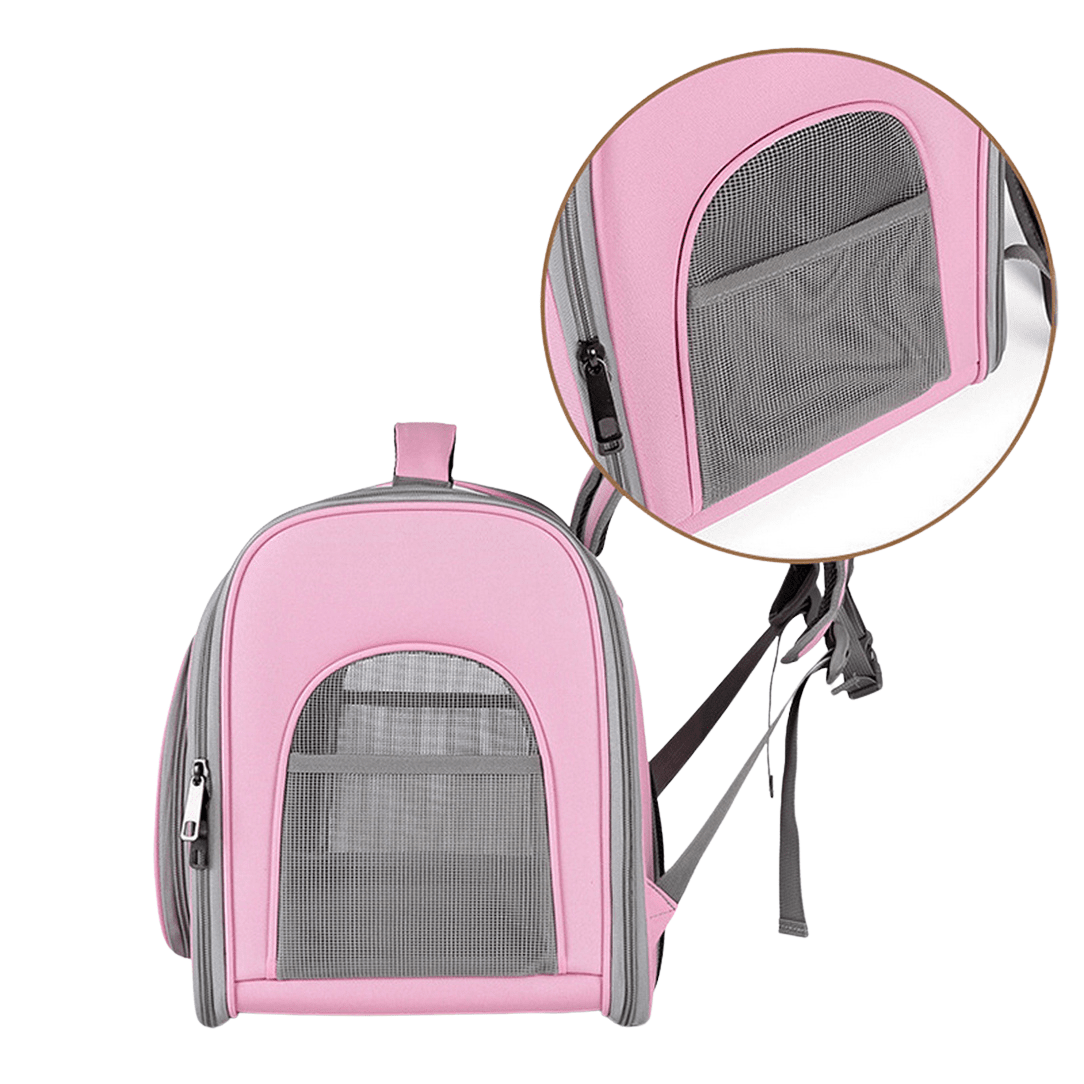 Sac à dos chat transparent rose avec fenêtres en mesh et fermeture éclair Chatelair