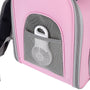 Sac à dos chat transparent rose avec fenêtre en mesh et ventilateur attaché