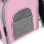 Sac à dos chat transparent rose avec fenêtres en mesh et ouverture zippée