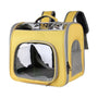 Sac à dos chat transparent jaune avec fenêtres claires et poches en mesh