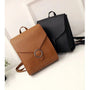 Mini sacs à dos en faux cuir brun et noir avec rabats, anneaux en argent, Sac à dos chic cuir