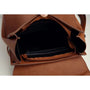 Sac à dos chic cuir marron en cuir avec poche intérieure zippée