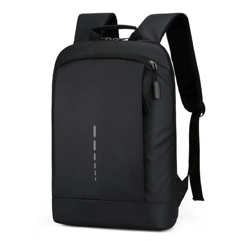 Sac à dos collège ordinateur noir avec port USB anti-vol et bande réfléchissante
