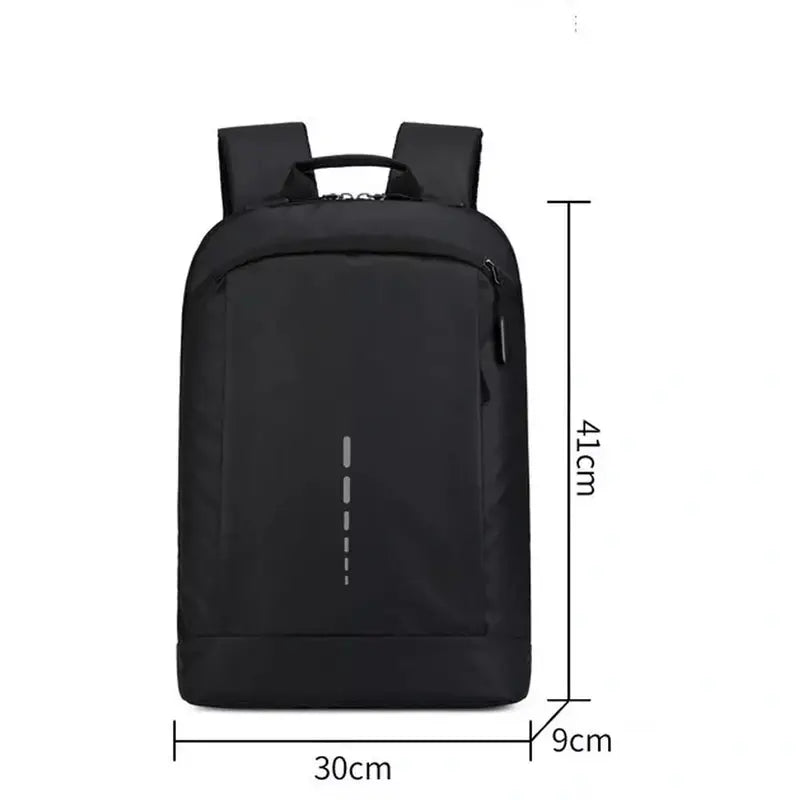 Sac à dos collège ordinateur noir avec port de charge USB et bande réfléchissante