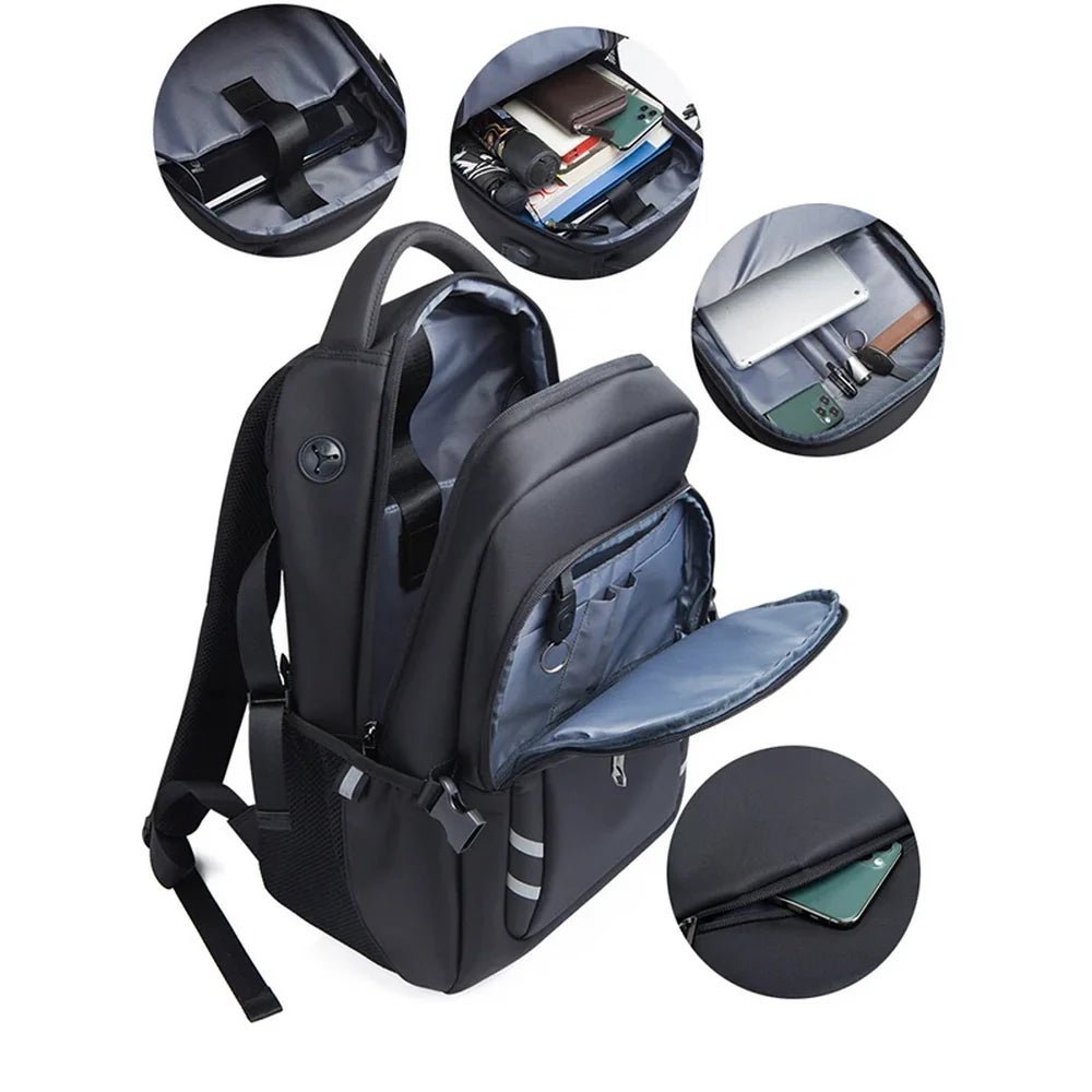 Sac à dos collégien Campus One noir avec plusieurs compartiments de rangement
