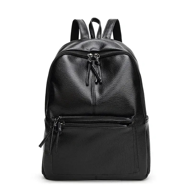 Sac à dos cuir femme noir avec plusieurs compartiments zippés en cuir noir élégant