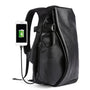 Sac à dos en cuir noir pour homme luxe avec port de chargement USB externe