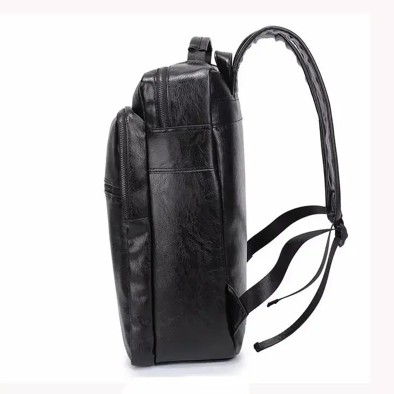 Sac à dos cuir homme noir avec poche zippée et bretelles réglables