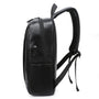 Sac à dos en cuir noir pour homme avec port de chargement USB et compartiment ordinateur