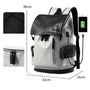 Sac à dos cuir homme vintage gris et noir avec poches et port de chargement USB