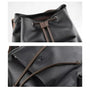 Sac à dos cuir homme vintage en faux cuir noir avec cordon et fermeture magnétique