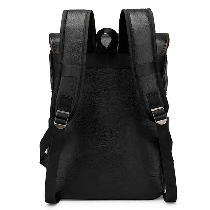 Sac à dos en cuir noir pour homme avec bretelles ajustables