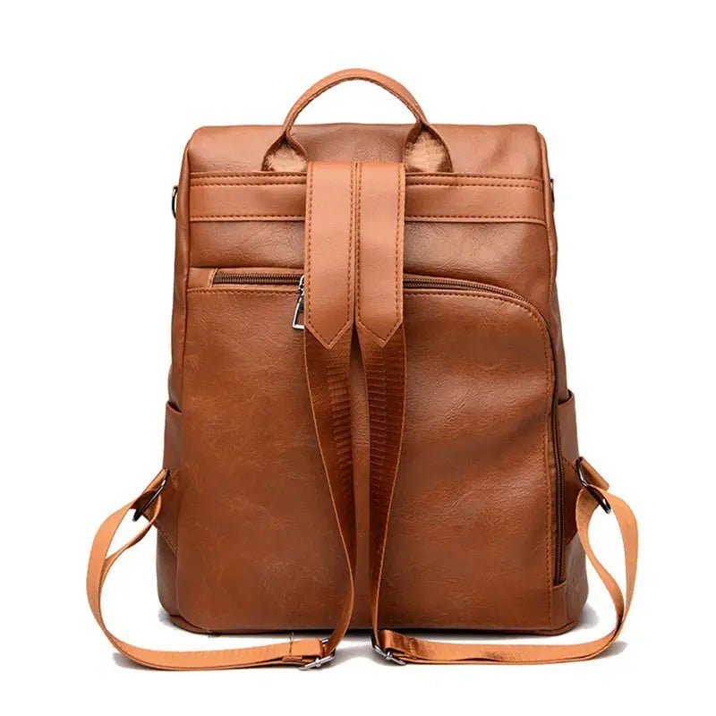 Sac à dos en cuir souple femme avec fermeture anti-vol et bretelles ajustables