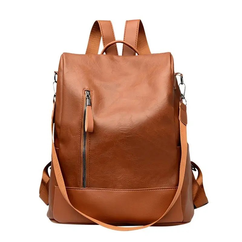 Sac à dos en cuir souple pour femme avec fermeture anti-vol et bretelles ajustables