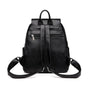 Sac à dos en faux cuir noir avec poches zippées et bretelles réglables