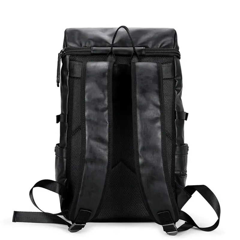 Sac à dos cuir synthétique homme en cuir noir avec bretelles rembourrées