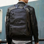 Sac à dos cuir véritable homme noir avec plusieurs compartiments zippés