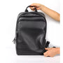 Sac à dos en cuir véritable pour homme avec poignée supérieure et poche zippée frontale