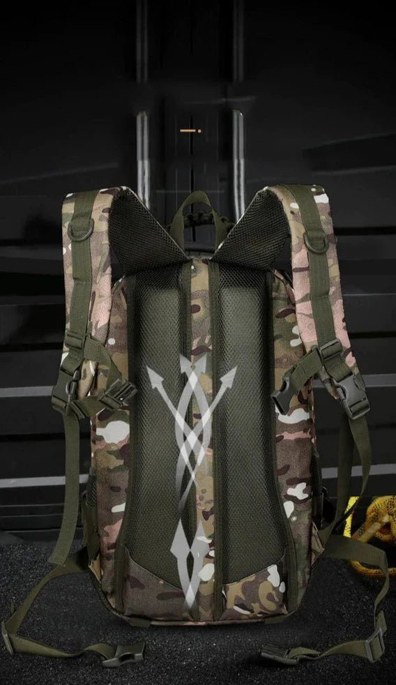 Sac à dos d’airsoft 35L camouflage tactique avec bretelles rembourrées et panneau dorsal ventilé