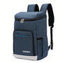 Sac à dos de camping isotherme 24L bleu marine avec compartiments zippés et poches latérales