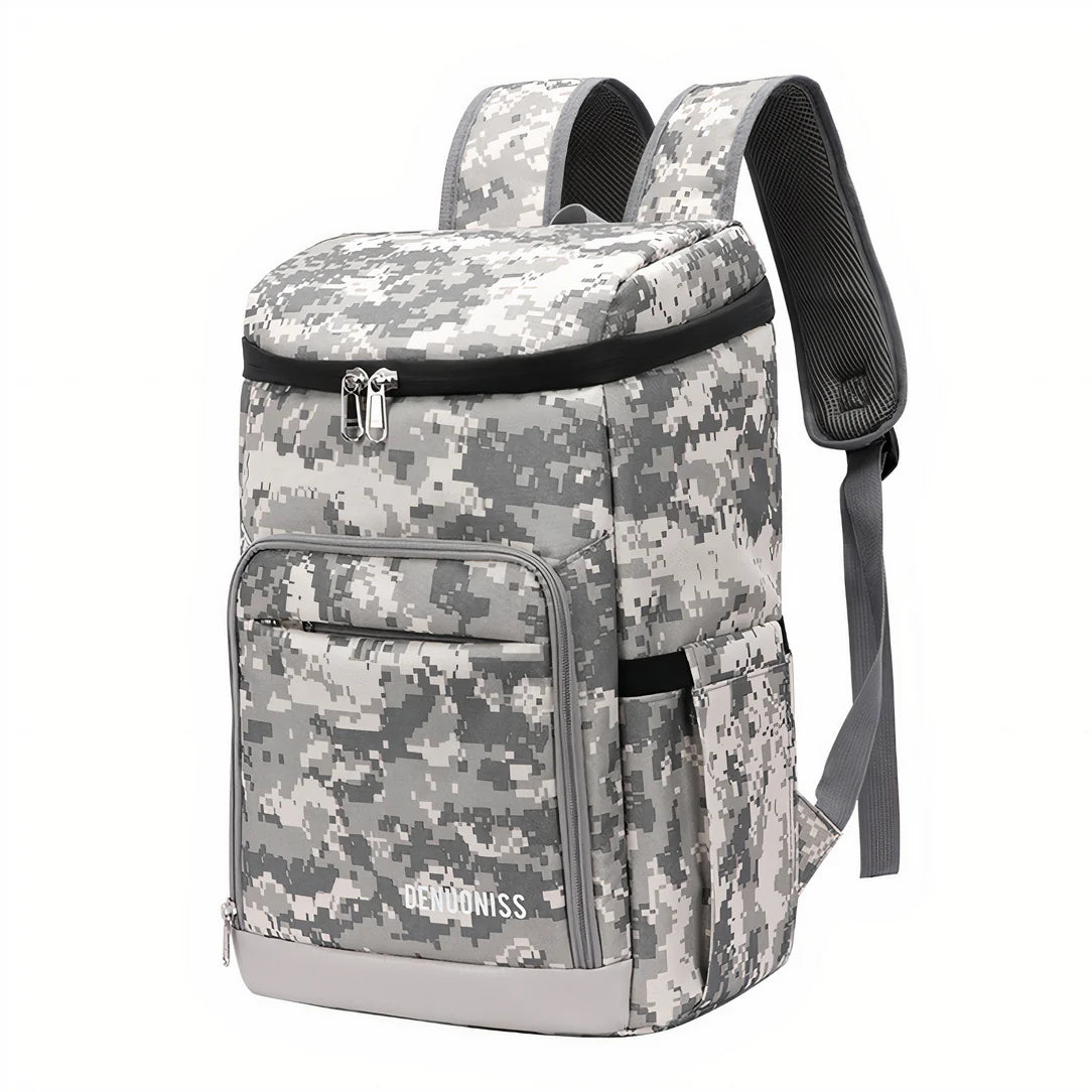Sac à dos de camping isotherme avec camouflage numérique, isolation et plusieurs compartiments